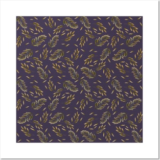 Floral pattern with golden branches Posters and Art